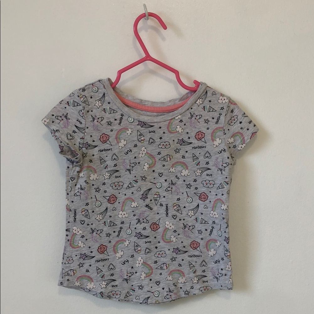 George Gray Short-Sleeve Tee with Pastel Rainbow Print